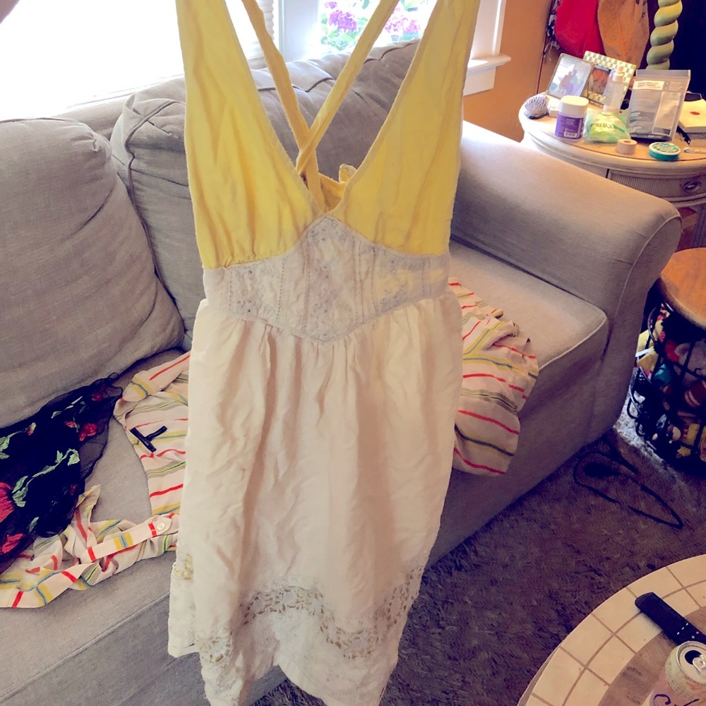 Summer halter dress with criss cross back